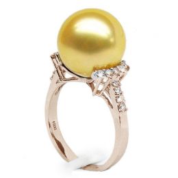 Anello Montebello - Perla dei Mari del Sud Dorata e Oro Rosa