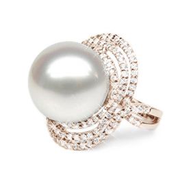 Anello Isabella - Perla dei Mari del Sud Bianca e Oro Rosa