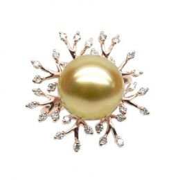 Anello Coraline - Perla dei Mari del Sud Dorata e Oro Rosa
