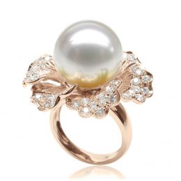 Anello Ajourées - Perla dei Mari del Sud Bianca e Oro Rosa