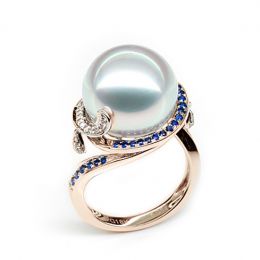 Anello Bruny - Perla dei Mari del Sud Bianca e Oro Rosa