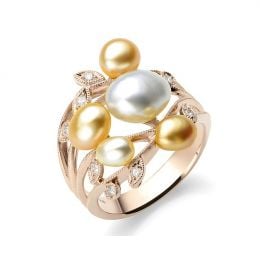 Anello Fiore Segreto 1 - Perle dei Mari del Sud e Oro Rosa