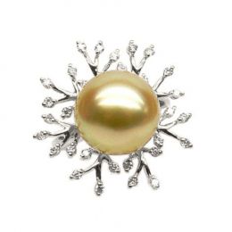 Anello Coraline - Perla dei Mari del Sud Dorata e Oro Bianco