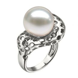 Anello Corallo - Perla dei Mari del Sud Bianca e Oro Bianco