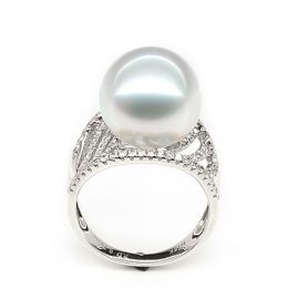 Anello Cocos - Perla dei Mari del Sud Bianca e Oro Bianco