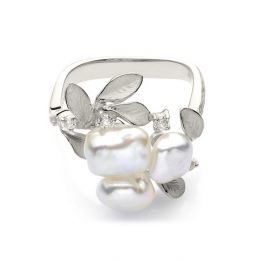 Anello Fiore Segreto 2 - Perle dei Mari del Sud Bianche e Or