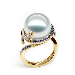 Anello Bruny - Perla dei Mari del Sud Bianca e Oro Giallo