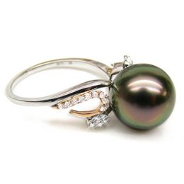 Anello Kourilles Oro Bianco & Rosa - Perla di Tahiti Nera, P