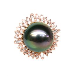 Anello Tahuata - Oro Rosa, Diamanti e Perla di Tahiti