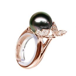 Anello Farfalla Pirae - Oro Rosa, Diamanti e Perla di Tahiti