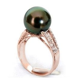 Anello Océan - Oro Rosa, Diamanti e Perla di Tahiti