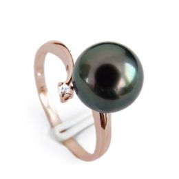 Anello Wood Cay - Oro Rosa, Diamante e Perla di Tahiti