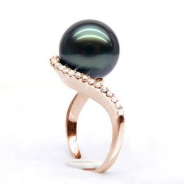Anello Bora Bora - Oro Rosa, Diamanti e Perla di Tahiti