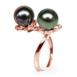 Anello Robben - Oro Rosa, Diamanti e Perle di Tahiti