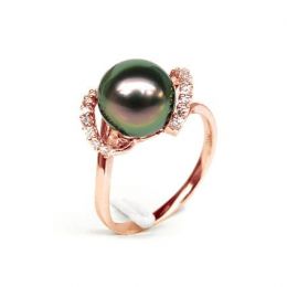 Anello Marion - Oro Rosa, Diamanti e Perla di Tahiti