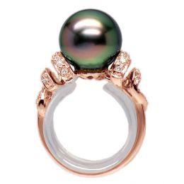 Anello Époques - Oro Rosa, Diamanti e Perla di Tahiti