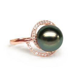 Anello Madagascar - Oro Rosa, Diamanti e Perla di Tahiti