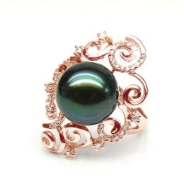 Anello Mindanao - Oro Rosa, Diamanti e Perla di Tahiti