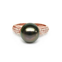 Anello Cromwell - Oro Rosa, Diamanti e Perla di Tahiti