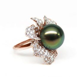 Anello Petali - Oro Rosa, Diamanti e Perla di Tahiti