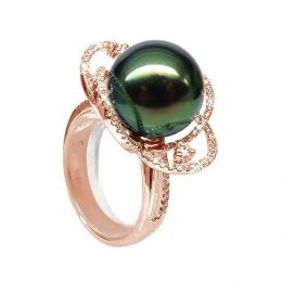 Anello Cape Horn - Oro Rosa, Diamanti e Perla di Tahiti