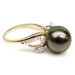 Anello Kourilles Oro Giallo & Giallo - Perla di Tahiti Nera,