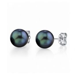 Orecchini perla Akoya nere Japon 7/7.5mm. AAA, Oro bianco