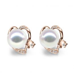 Orecchini a Lobo Gocce d'Amore - Perle Akoya Bianche 7.5/8mm