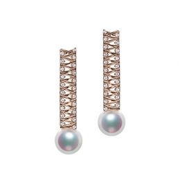 Orecchini Pendenti Hatsune Miku - Oro Rosa, Diamanti & Perle