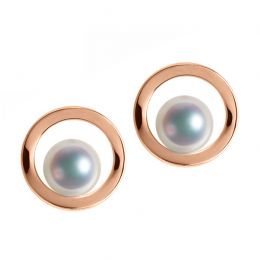 Orecchini perle Akoya - Himiko - Perla Giappone, Oro rosa