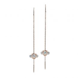 Orecchini Trèfle à 4 perles oro rosa