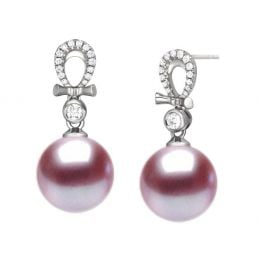 Orecchini Bambouletta Oro Bianco 18kt, Perla di Acqua Dolce 