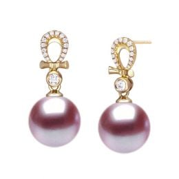 Orecchini Bambouletta Oro Giallo 18kt, Perla di Acqua Dolce 