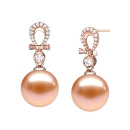Orecchini Bambouletta Oro Rosa 18kt, Perla di Acqua Dolce Ro