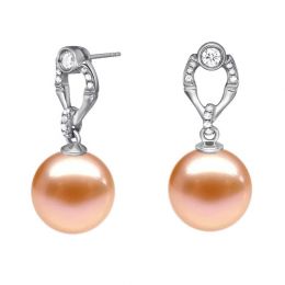 Orecchini Otatea Oro Bianco 18kt, Perla di Acqua Dolce Rosa