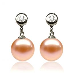 Orecchini Albrizzi Oro Bianco 18kt, Perla di Acqua Dolce Ros