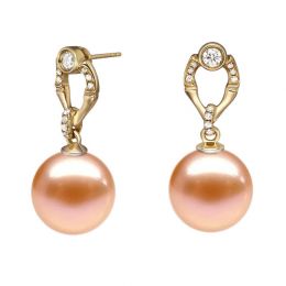 Orecchini Otatea Oro Giallo 18kt, Perla di Acqua Dolce Rosa 