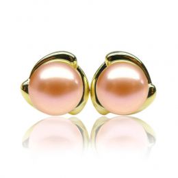 Orecchini Capello Oro Giallo 18kt, Perla di Acqua Dolce Rosa