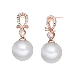Orecchini Bambouletta Oro Rosa 18kt, Perla di Acqua Dolce Bi