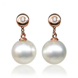 Orecchini Albrizzi Oro Rosa 18kt, Perla di Acqua Dolce Bianc