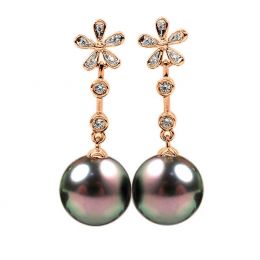 Orecchini Catenelle Nosy Be - Perle di Tahiti, Oro Rosa
