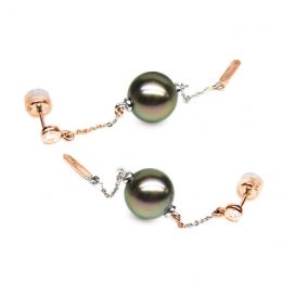 Orecchini Catenelle Trinité - Perle di Tahiti, Oro Rosa