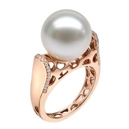 Anello Signature - Perla dei Mari del Sud Bianca e Oro Rosa