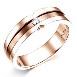 Anello Uomo in Oro rosa lucido/spazzolato e diamante | Horac