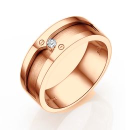 Anello Uomo - Oro rosa 9.50gr - Diamante 0.060ct