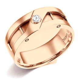 Anello Uomo - Oro rosa 8.10gr - Diamante 0.060ct