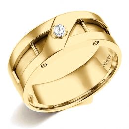 Anello Uomo - Oro giallo 8.10gr - Diamante 0.060ct
