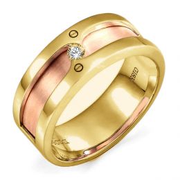Anello Uomo - Oro giallo, rosa 9.50gr - Diamante 0.060ct
