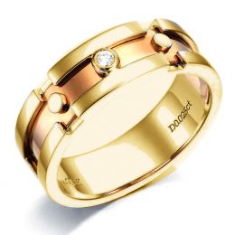 Anello Uomo - Oro giallo, rosa 7.50gr - Diamanti 0.025ct