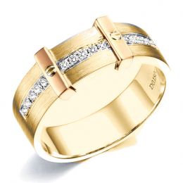 Anello Uomo - Oro giallo, rosa 7.80gr - Diamanti 0.150ct